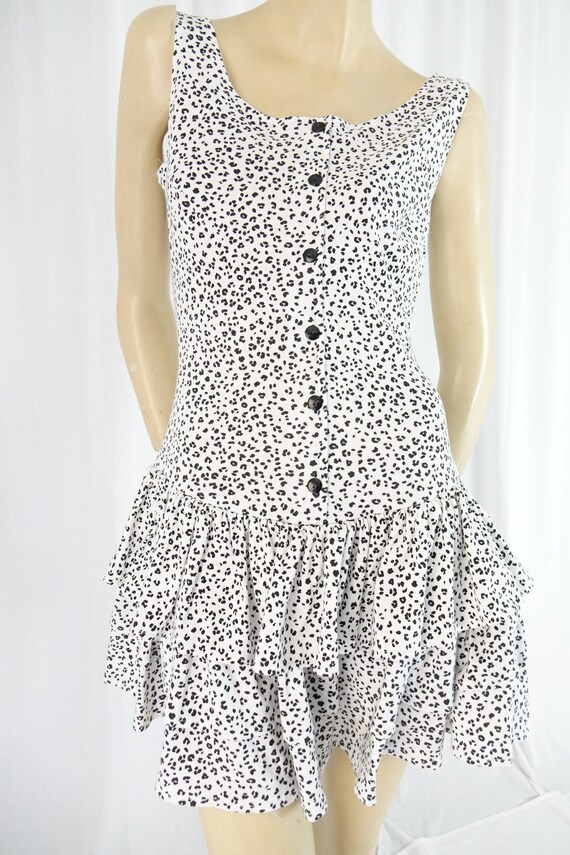 knit leopard print sundress drop waist white blac… - image 3