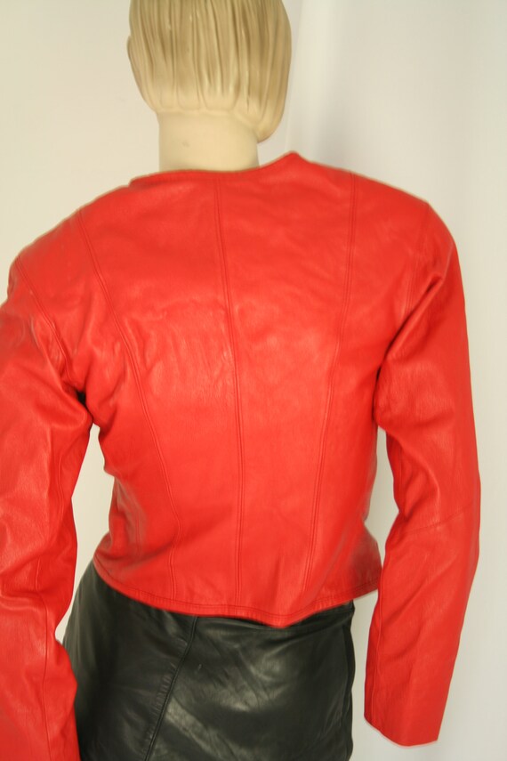 Chia red leather jacket vintage 1980s - Gem