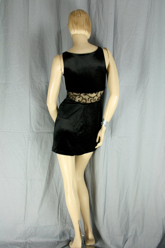 crushed velvet cutout mini dress black