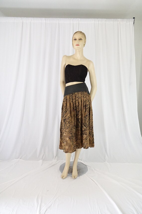 silk animal print skirt vintage 1980s - image 1