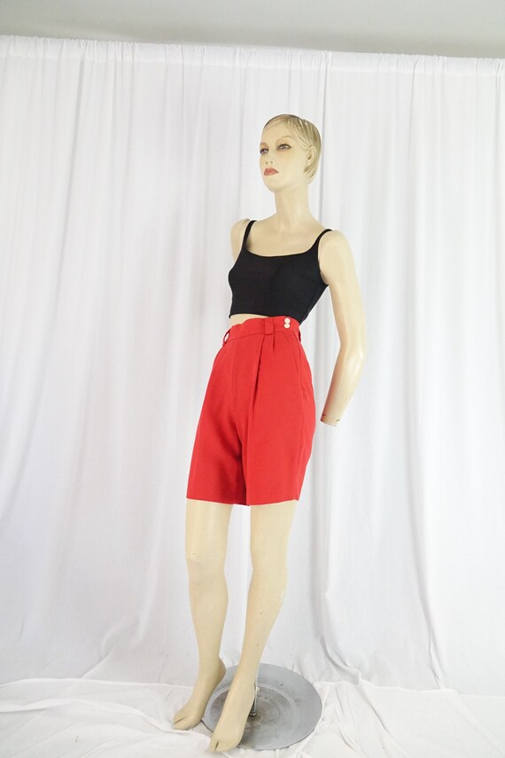 side zip high waist shorts red vintage 1980s 90s … - image 2