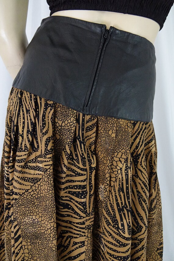 silk animal print skirt vintage 1980s - image 7