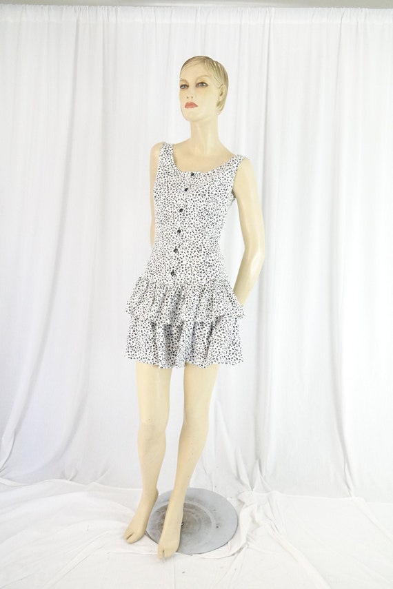 knit leopard print sundress drop waist white blac… - image 1