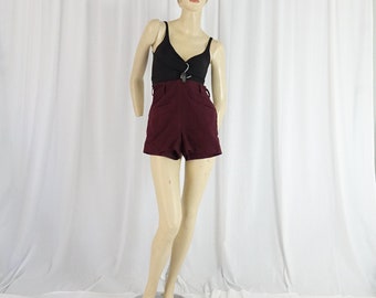 wine faux suede high rise shorts vintage 1990s