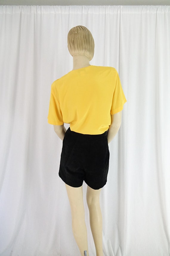 turmeric shoulder buttons satin top vintage 1980s - image 6