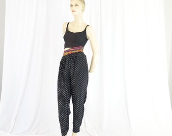 multi colored waistband black white polka dots high waist pants vintage 1980s Dorothy Schoelen Platinum