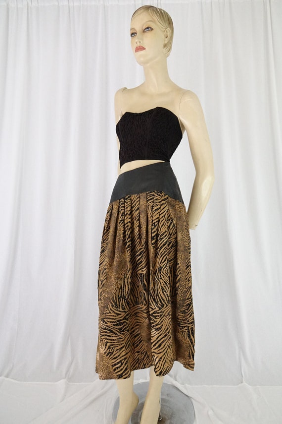 silk animal print skirt vintage 1980s - image 2