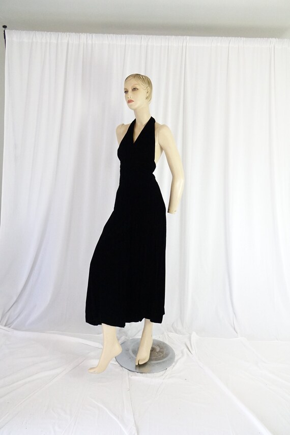 velvet palazzo halter jumpsuit black Mindy Malone 