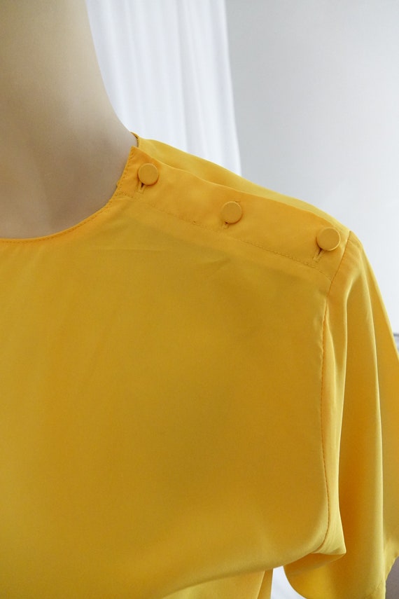 turmeric shoulder buttons satin top vintage 1980s - image 4