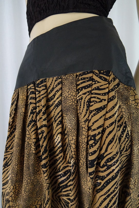 silk animal print skirt vintage 1980s - image 3