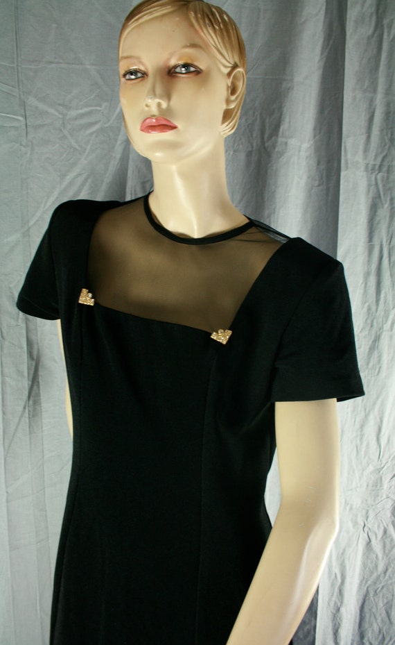 sheer cut out black maxi dress vintage 1990s - image 2