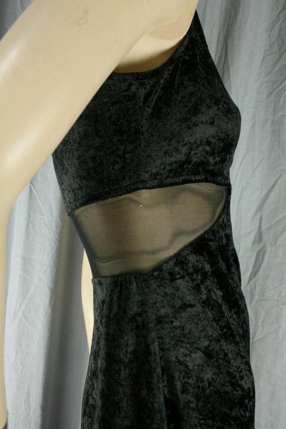 sheer mesh cutout maxi dress crushed velvet black - image 5