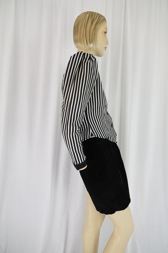 black white striped tux blouse vintage 1980s - image 6