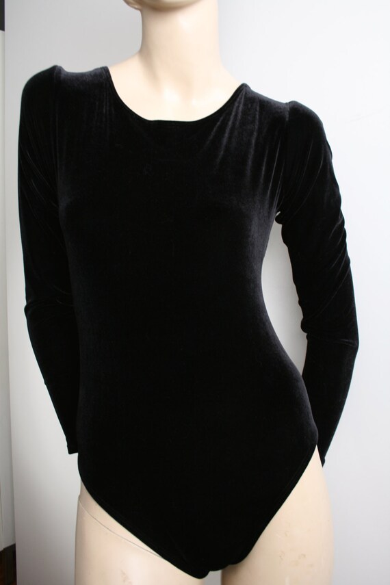 black velvet bodysuit leotard dance vintage 1990s - image 5