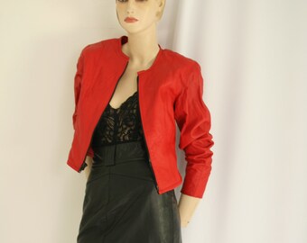 Chia red leather jacket vintage 1980s