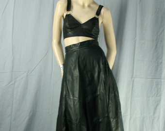 Black Leather Skirt - Etsy