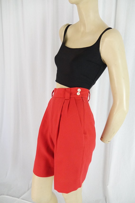 side zip high waist shorts red vintage 1980s 90s … - image 3