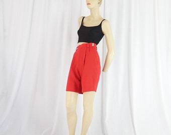 side zip high waist shorts red vintage 1980s 90s Mondi