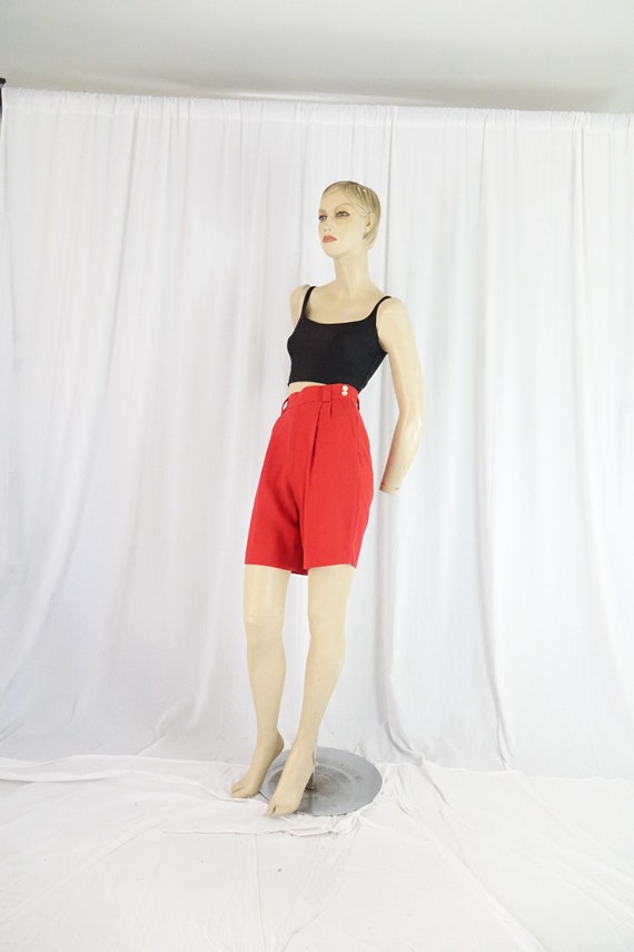 side zip high waist shorts red vintage 1980s 90s … - image 1