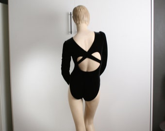 black velvet bodysuit leotard dance vintage 1990s