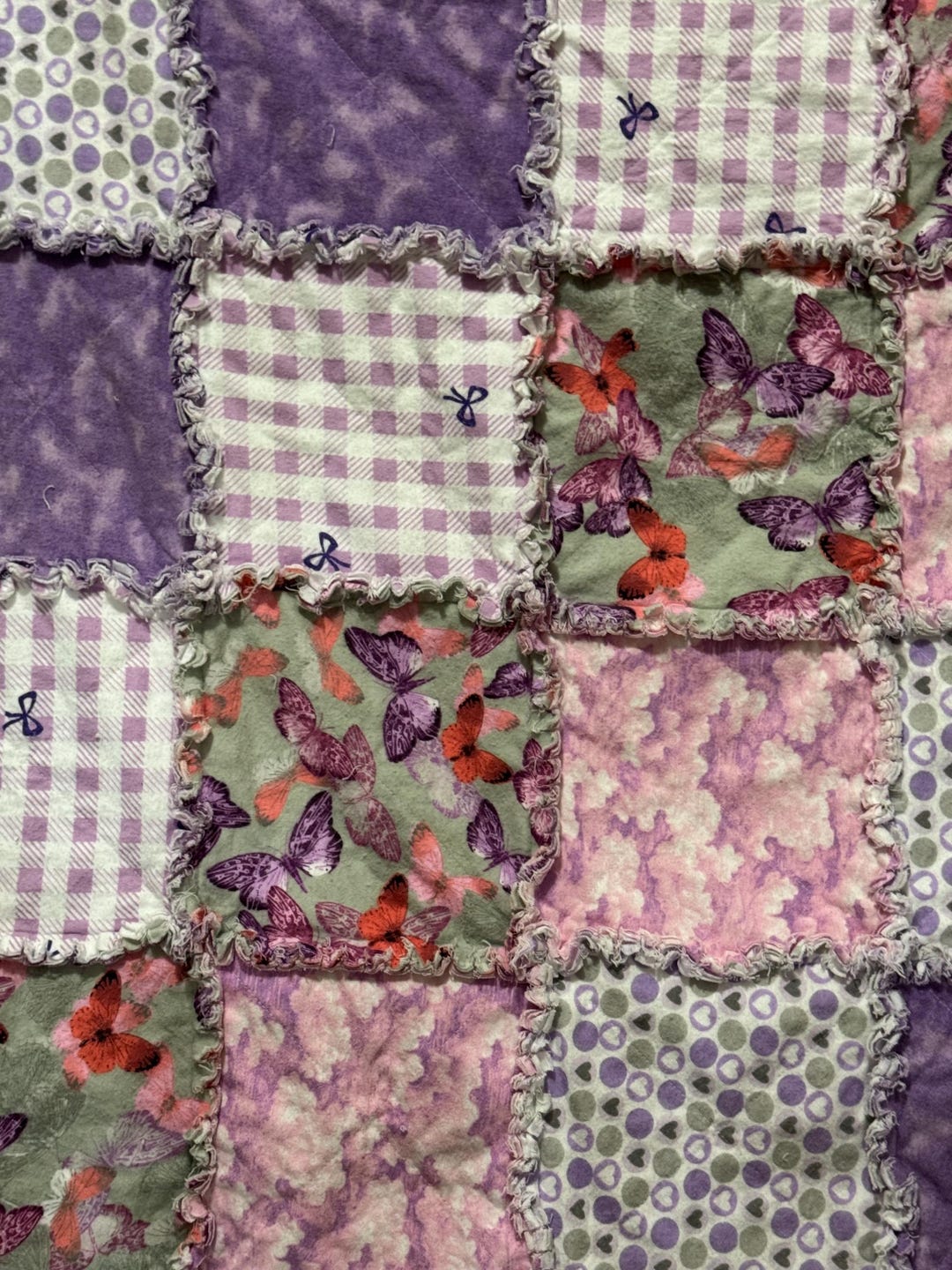 Lavender Butterfly Flannel Rag Quilt – 40x40 Baby Blanket - Etsy