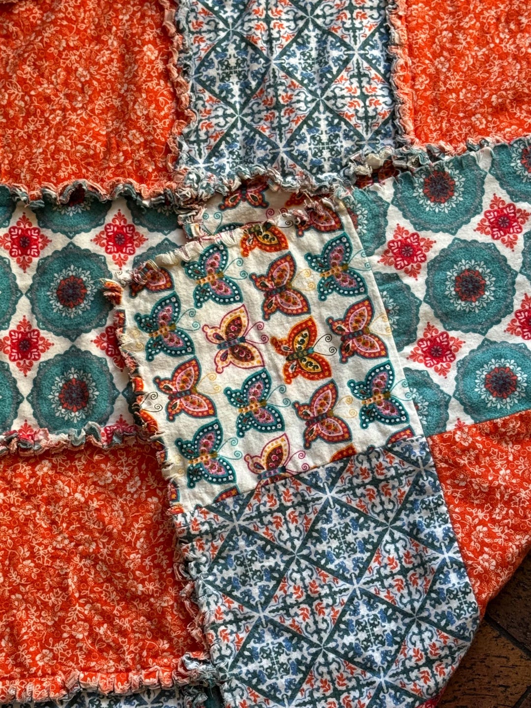 Butterflies and Mosaics- 100% Cotton Flannel Rag Quilt - Etsy