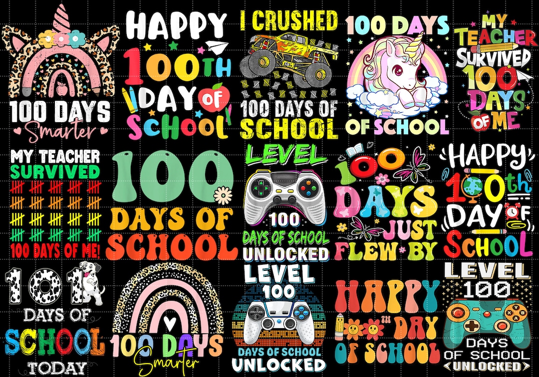 100 Days of School PNG Bundle, 100th Day of School Png, 100 Days Png, Teacher Png, School Png