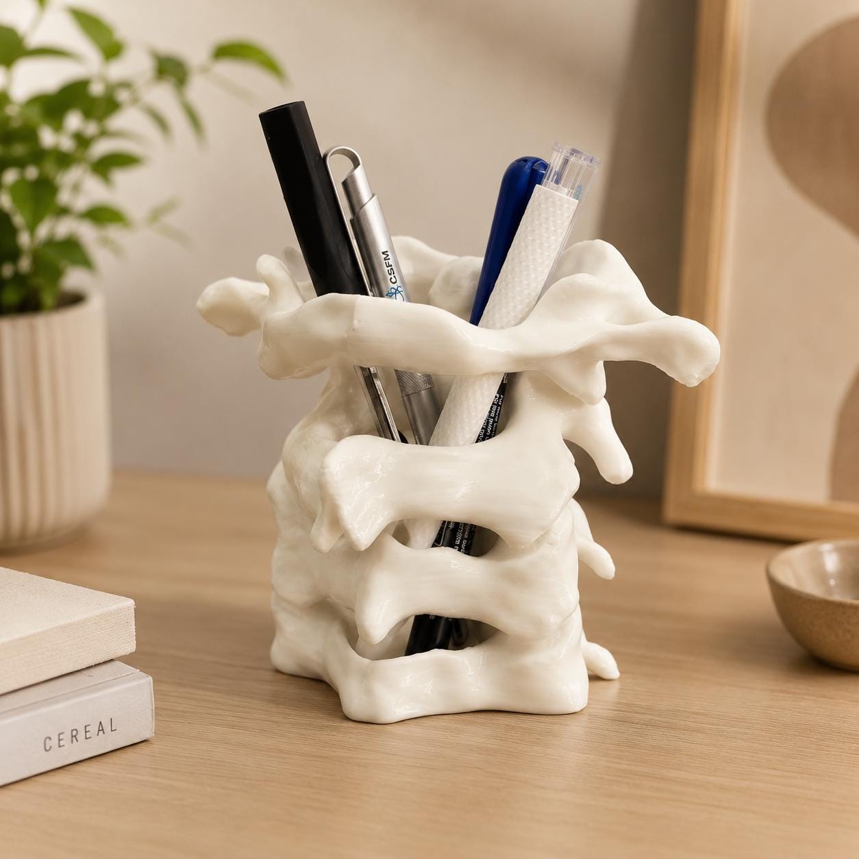 Spine pen holder - 3d anatomical pencil cup, makeup brush vase and…