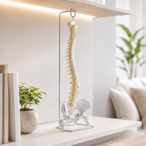 Unik handgjord ryggradsmodell av mänsklig anatomi 45 cm - anatomisk kotpelare med stativ, perfekt för medicinska studier, anatomiutbildning, dekoration