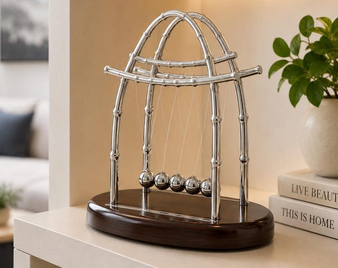 Handmade Newton's Cradle Balance Balls—Unique Luxury Kinetic Desk Toy,Executive Office Decor, Perpetual Motion Science Gift for Home, Office