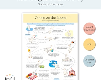 Caccia al tesoro basata su una storia, gioco d'avventura stampabile per bambini, attività all'aperto e al chiuso, download digitale in formato PDF