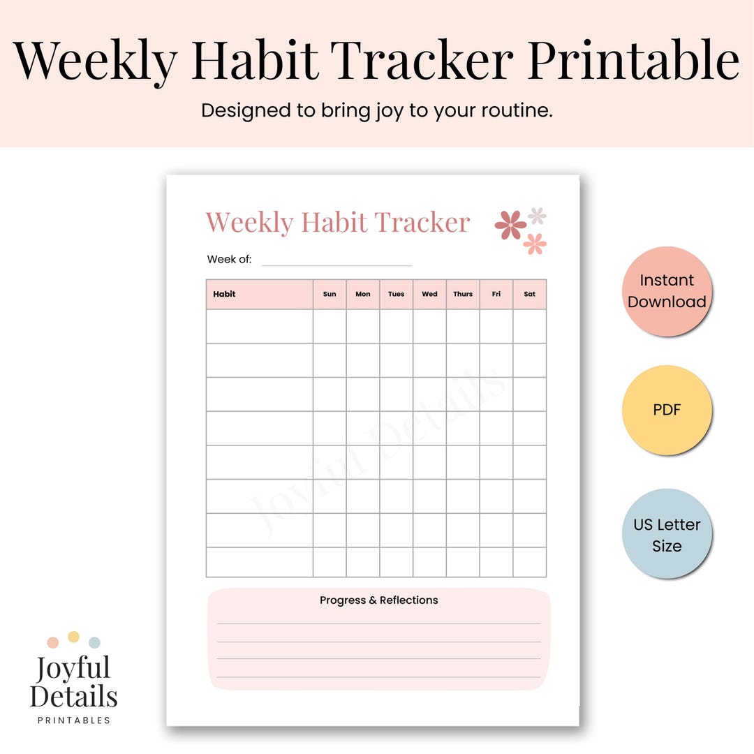 Weekly Habit Tracker Printable | Habit Tracking PDF, Undated Planner ...