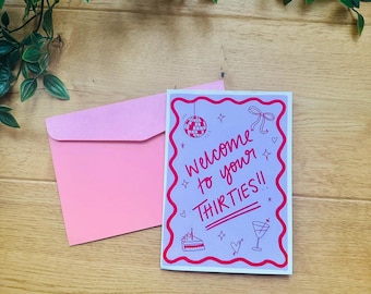 Birthday card "Welcome to your Thirties" – Funny 30th birthday card with envelope – Birthday card for friends – Gift idea