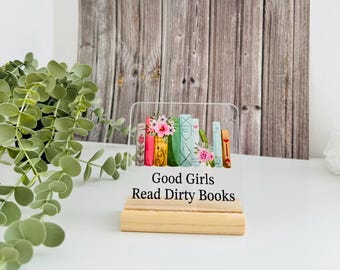 Decoratie voor boekenwurmen - Brave meisjes lezen boeken - Decoratie voor boekenplanken - Cadeau voor lezers - Bord voor boekenliefhebbers - Boeken - Lezen