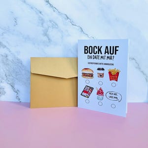 Handgemaakte grappige date-verzoekkaart – “Wil je met mij op date?” met envelop