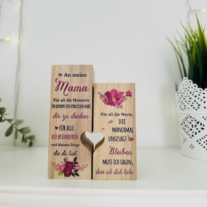 Wooden decoration for mom | Mother&#39;s Day decoration with a heart saying | Wooden block with an engraved thank you mom | Personal gift for mom&#39;s birthday
