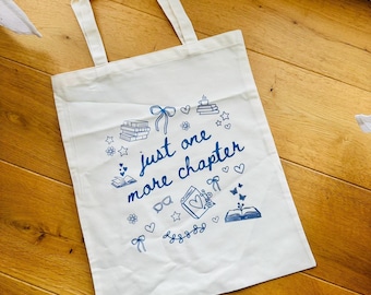 Sac fourre-tout « Just One More Chapter » | Sac de lecture pour amoureux des livres | Cadeau pour livre | Sac bibliophile | Romance et rat de bibliothèque