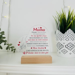 Mom Gift Acrylic Heart Sign with Wooden Stand | Mother&#39;s Day Gift Idea | Thank You Mom Saying Decoration | Personalized Gift for Mother&#39;s Birthday