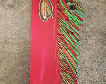 Chaparreras de rodeo de cuero hechas a mano / Chaparreras western personalizadas / Equipo para montar toros con flecos
