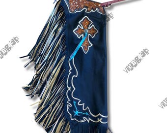Hand-Tooled Leather Rodeo Chaps: Custom Western Bull Riding Gear