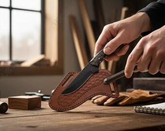 Handcrafted Western Knife And leather Sheath: Vintage Style with a Modern Twist,