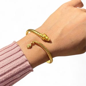 Dragon Head Cuff Bracelet – Gold Dipped or Pure Silver | Symbol of Power, Protection & Strength