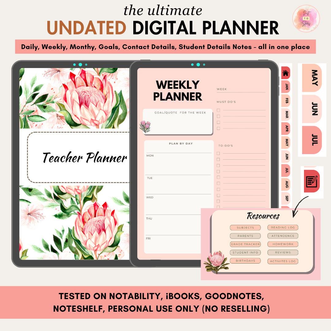Portrait Digital Planner 2026 2027 2028 & Undated, iPad and Android ...