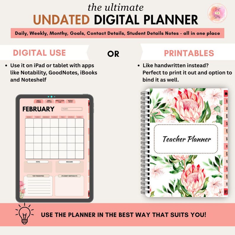 Portrait Digital Planner 2026 2027 2028 & Undated, iPad and Android ...