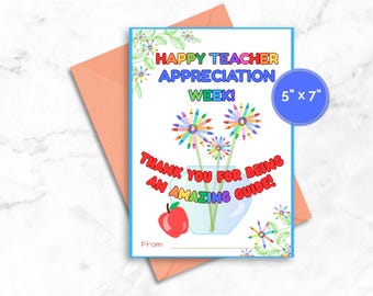 Tarjeta de agradecimiento al maestro Montessori, regalo imprimible para maestro o cuidador de niños, regalo de la Semana de Agradecimiento al Maestro