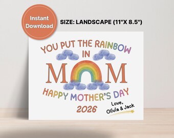 Manualidad de huellas de manos para el Día de la Madre, manualidad de huellas dactilares, recuerdo del Día de la Madre, manualidad para guardería preescolar, regalo de última hora para mamá, manualidad arcoíris