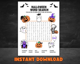 Sopa de letras de Halloween: Actividad imprimible para niños (Descarga digital)