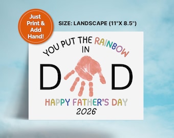 Arte con huellas de manos para el Día del Padre, manualidad DIY para el Día del Padre, regalo conmovedor para el Día del Padre, recuerdo imprimible, descarga digital instantánea.