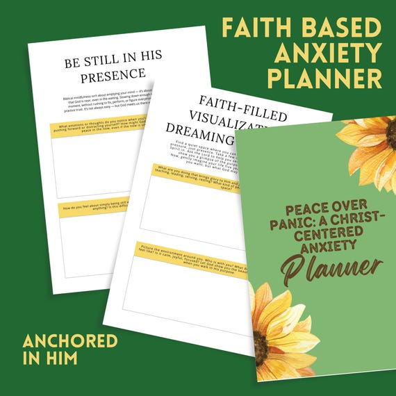 Peace Over Panic | Faith-Based Anxiety Planner | 20-Page Christian Digital Download | Printable Mental Health Journal | Bible Devotional