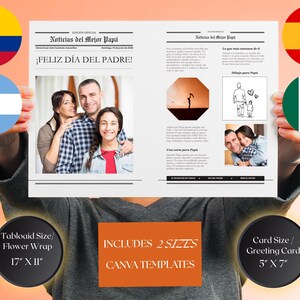 Father’s Day Newspaper Template in Spanish | Editable Canva Design | Printable Gift for Dad | 5x7 & 17x11 | Feliz Día del Padre